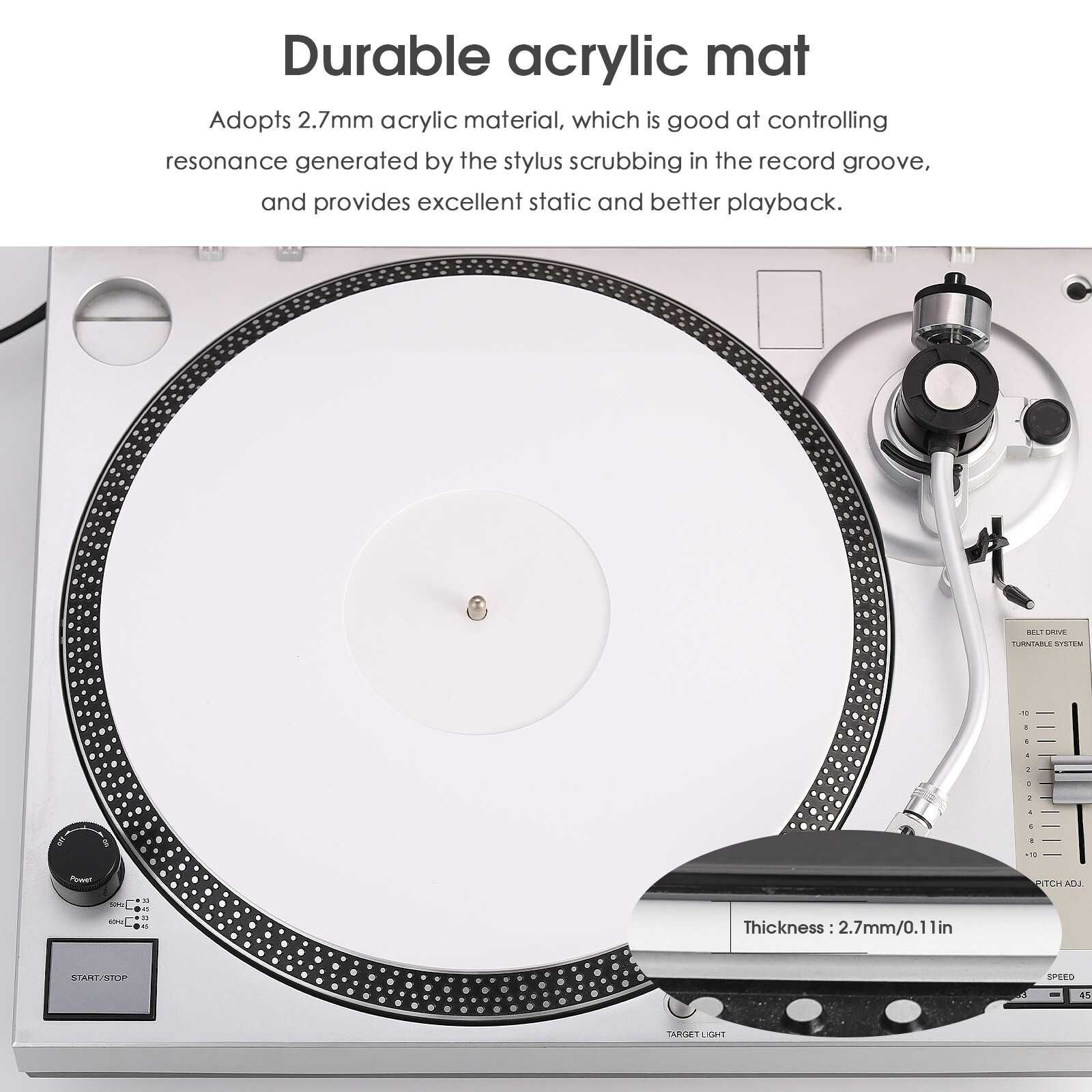 12inch Acrylic Turntable Slip Mat Anti Static for Vinyl LP Record Player