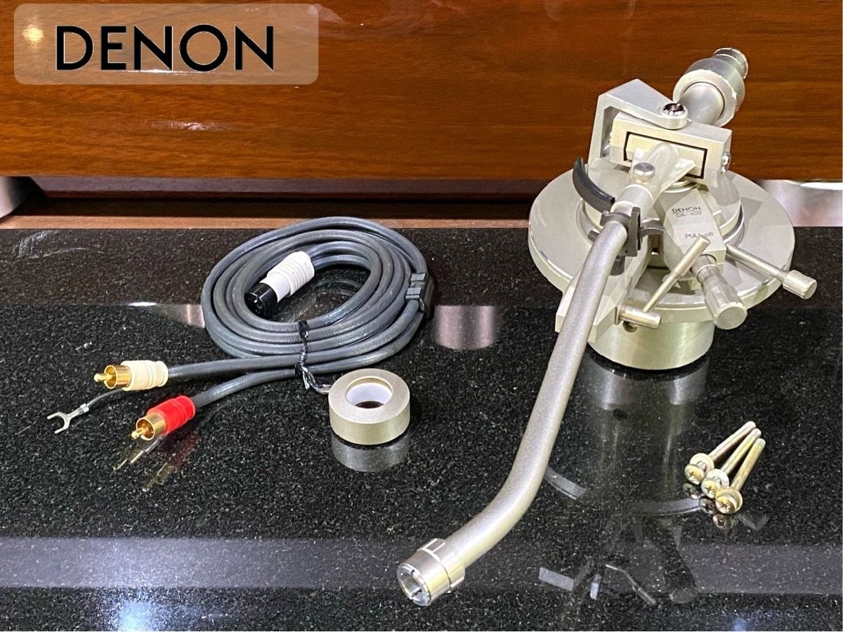 DENON DA-402 Long Tonearm S-Shaped Pipe with 2 Weights Cable Used From Japan