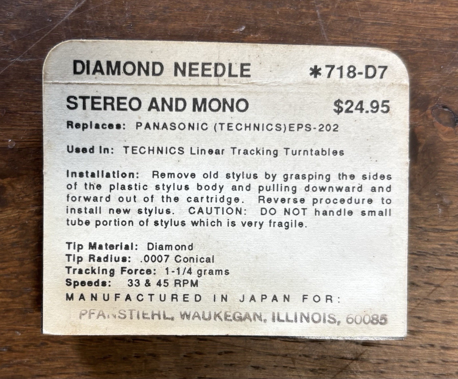 NEEDLE STYLUS Pfanstiehl 718-D7 for Technics EPS-23 EPS-24 EPS-25 EPS-27 EPS-202