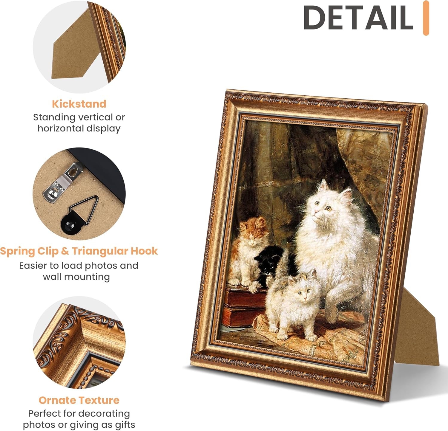 upsimples 8×10 Picture Frame with Real Glass, Ornate 8×10, Bronze&Black