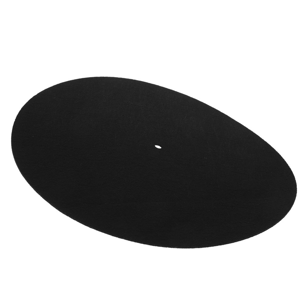 Vinyl Record Player Wool Mat Black Slipmat for Enhanced Sound Performance