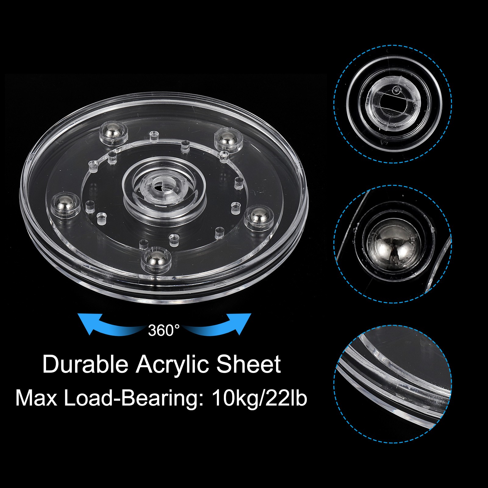 4Pcs 4″ Rotating Swivel Stand Turntable with Steel Ball Bearings Clear