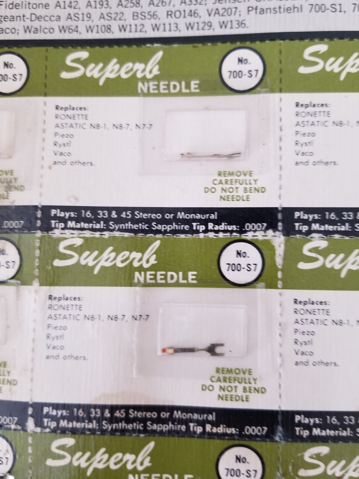 700-S7 Superb NEEDLE STYLUS for Astatic N8-7 Ronette Piezo Rystl Vaco lot of 12