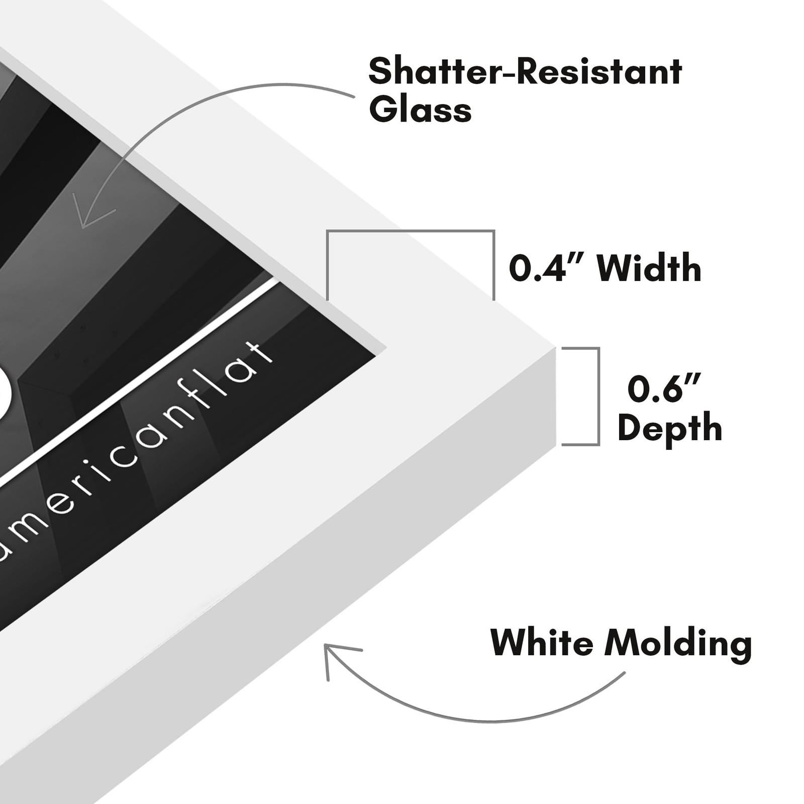 Americanflat 6×8 Picture Frame with Shatter-Resistant Glass – 6×8, White