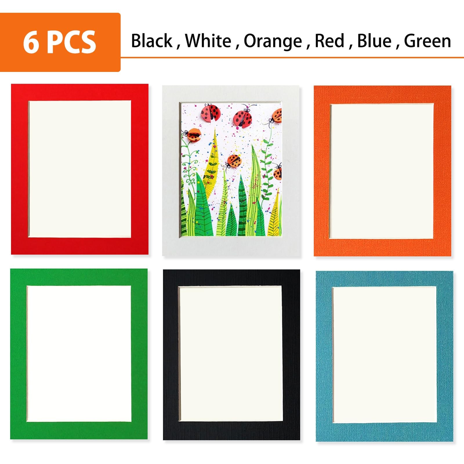 YIYINOE 8″ x 10″, Multicolor, Black, White, Red, Orange, Green, Blue
