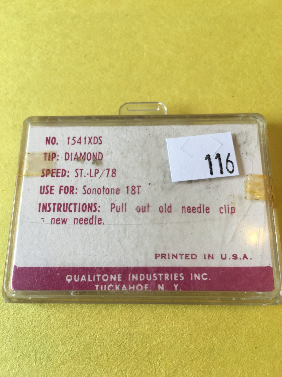 Original NOS Qualitone Needle Stylus # 1541XDS for Sonotone 18T