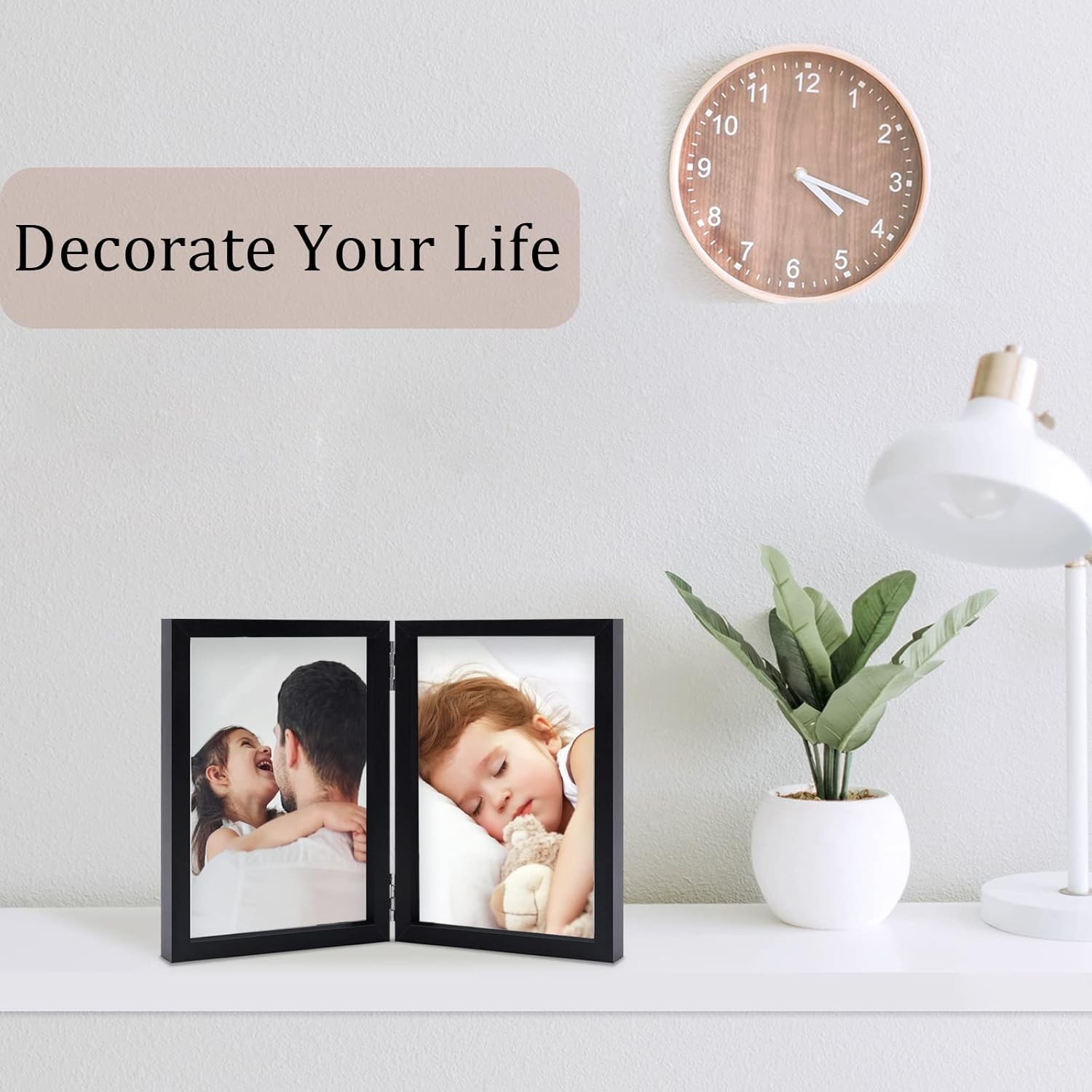 4×6 Double Picture Frames Hinged Folding Photo Vertical 4×6, Black