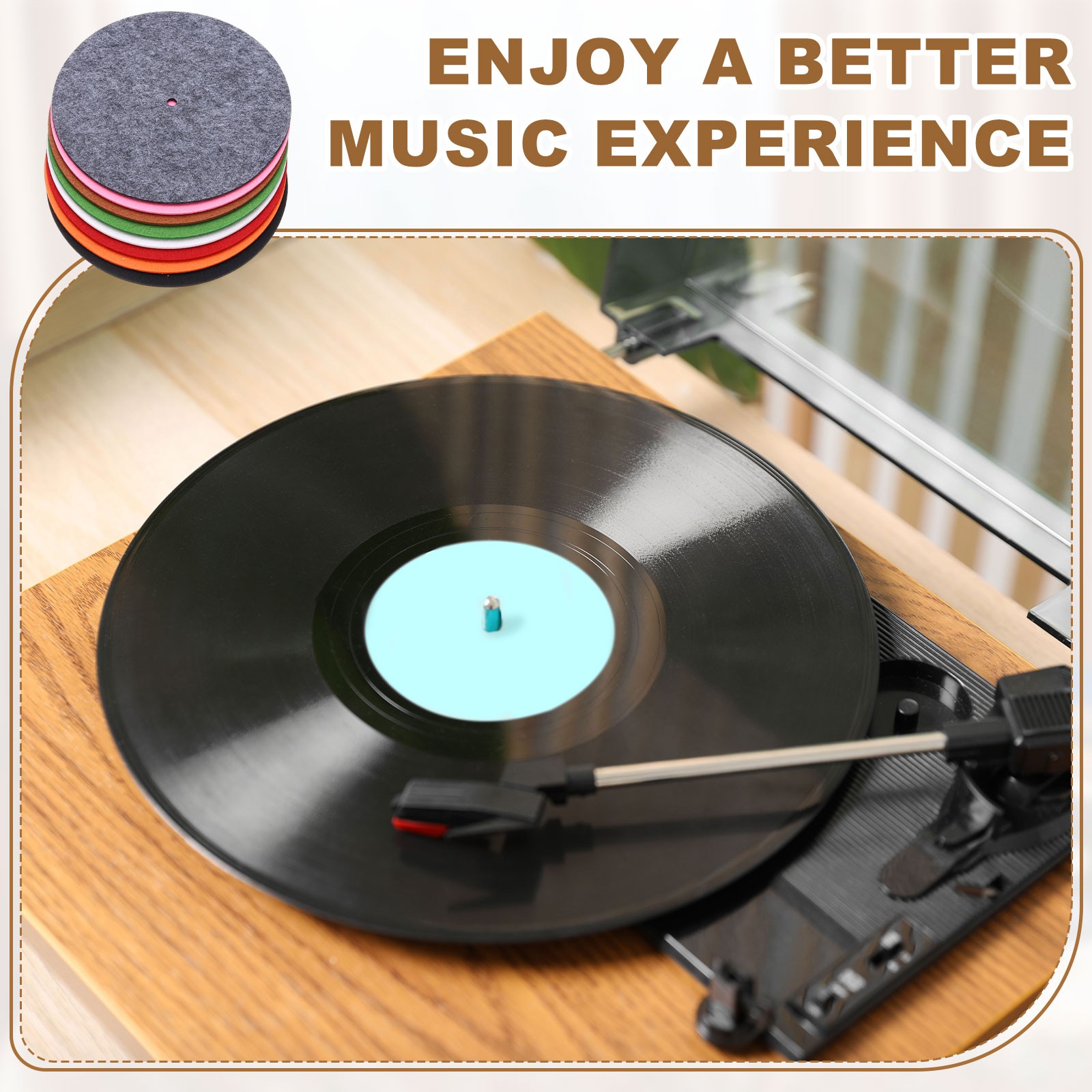 2 Pcs Record Player Mat, 7 Inch Turntable Mat 3mm Felt Turntable Pad, Red
