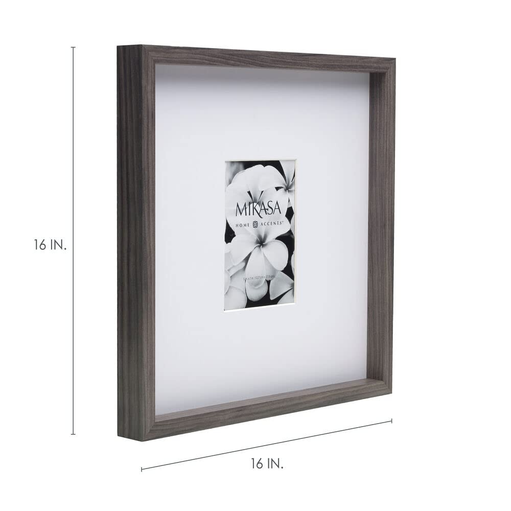 Mikasa 16×16 in. Gallery Frame 15×15 Photo without Matted 5×7, Gray