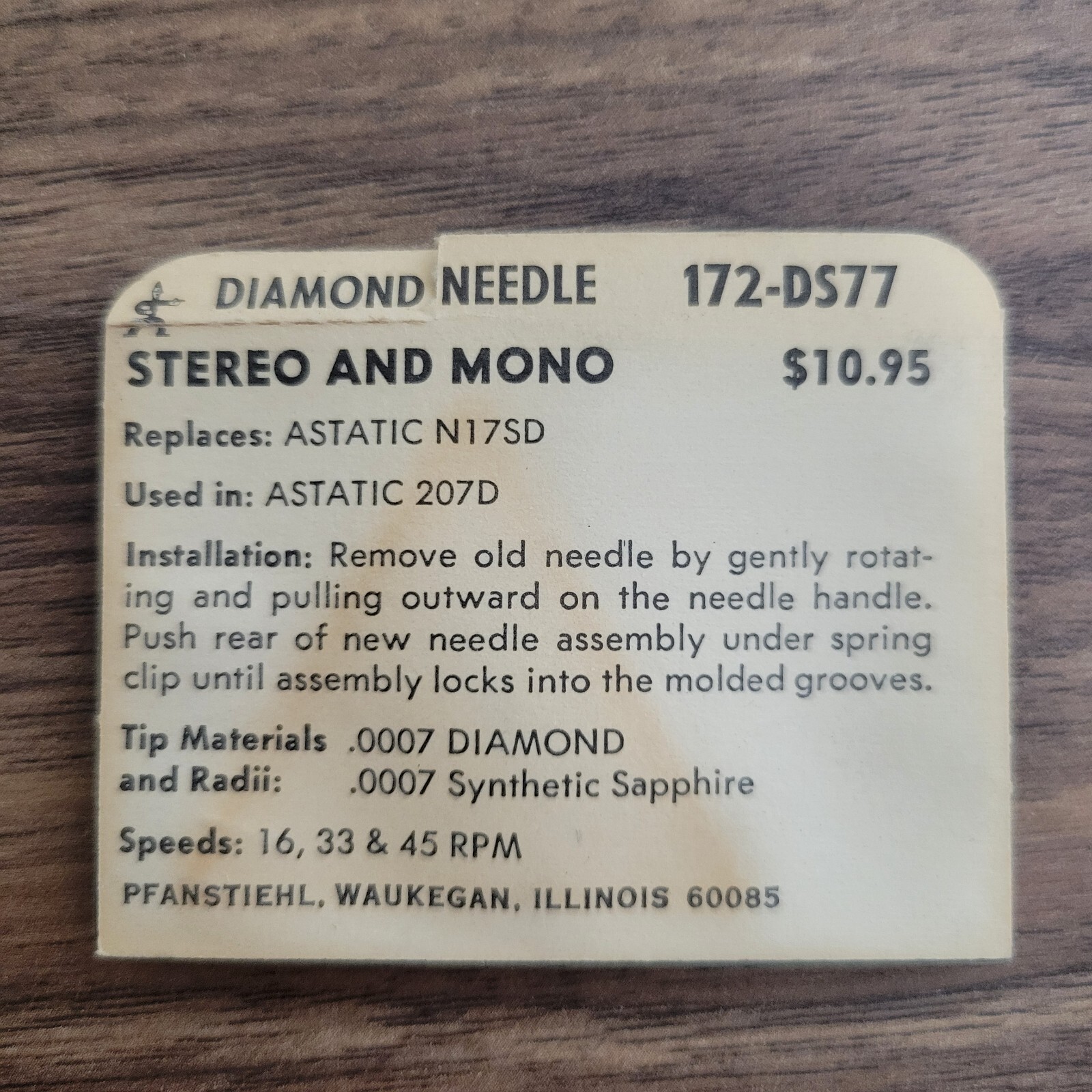 172-DS77 NEEDLE STYLUS for Astatic N17-SD 207D W-362 AC521 EV 2133D