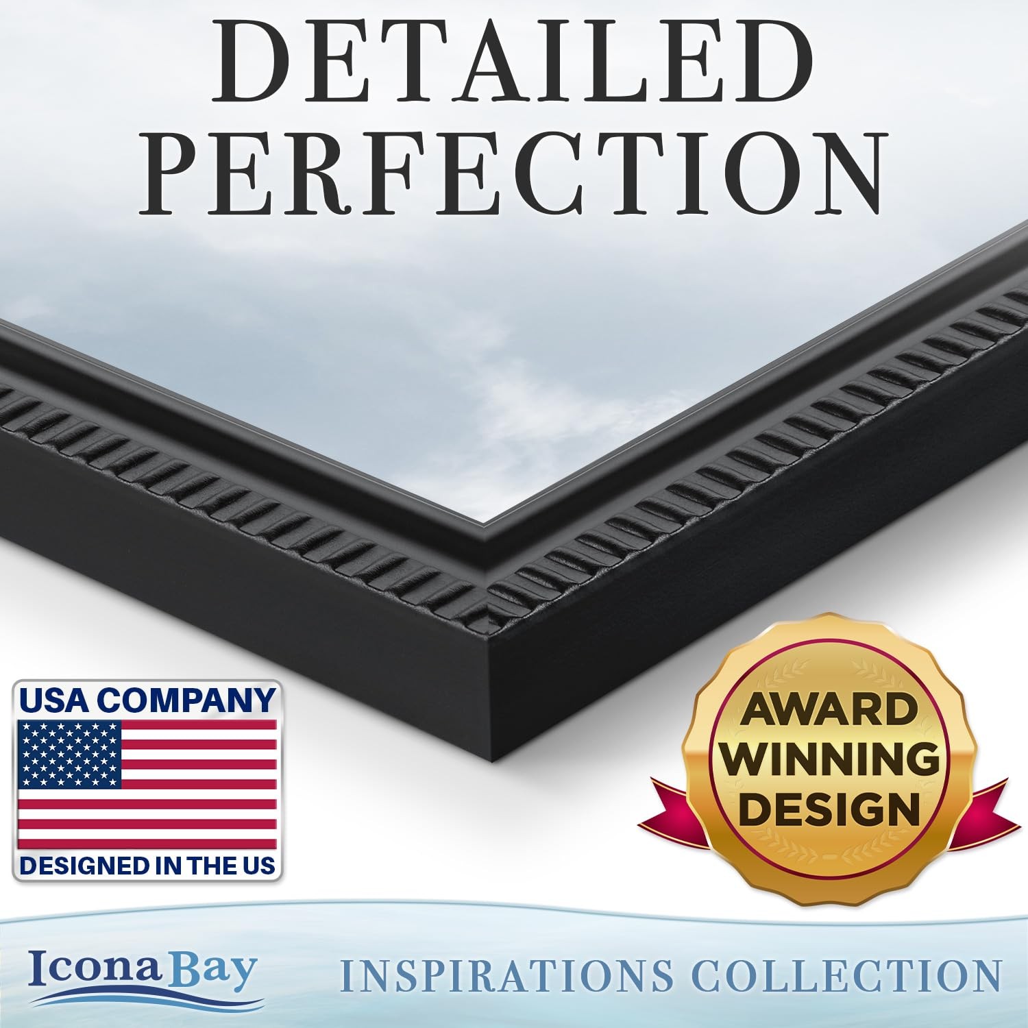 Icona Bay 8×10 Black Picture Frame Beautifully Detailed Molding, 8×10,