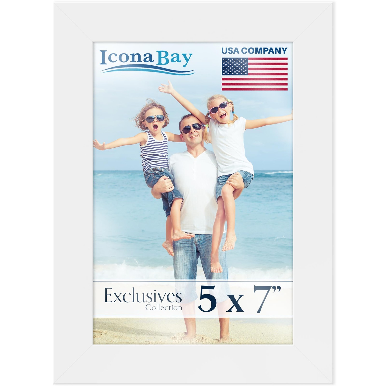 Icona Bay – 5×7 White Picture Frame – Sturdy Wood Composite Photo 5×7,