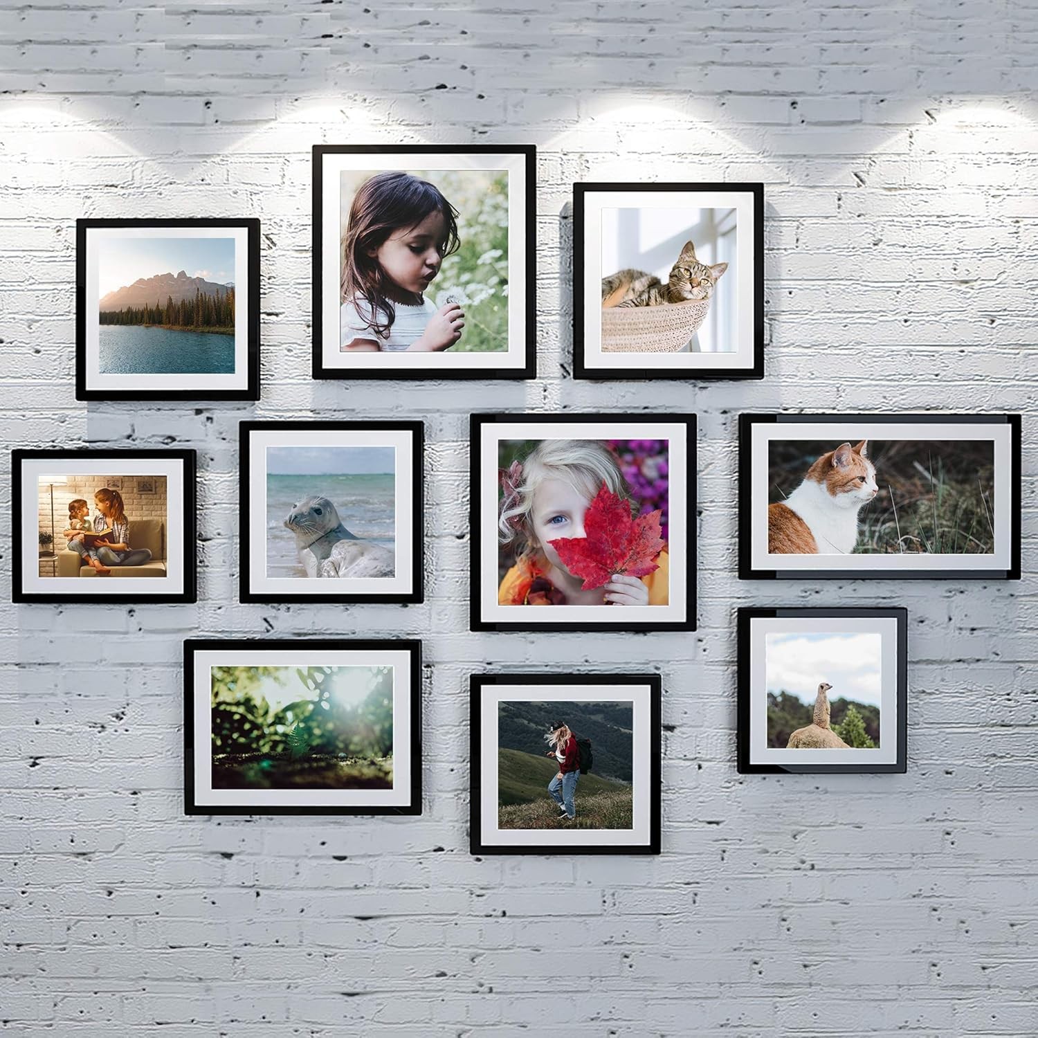 upsimples 8×12 Picture Frame Set of 5, Display Pictures 6×8 with 8×12, Black