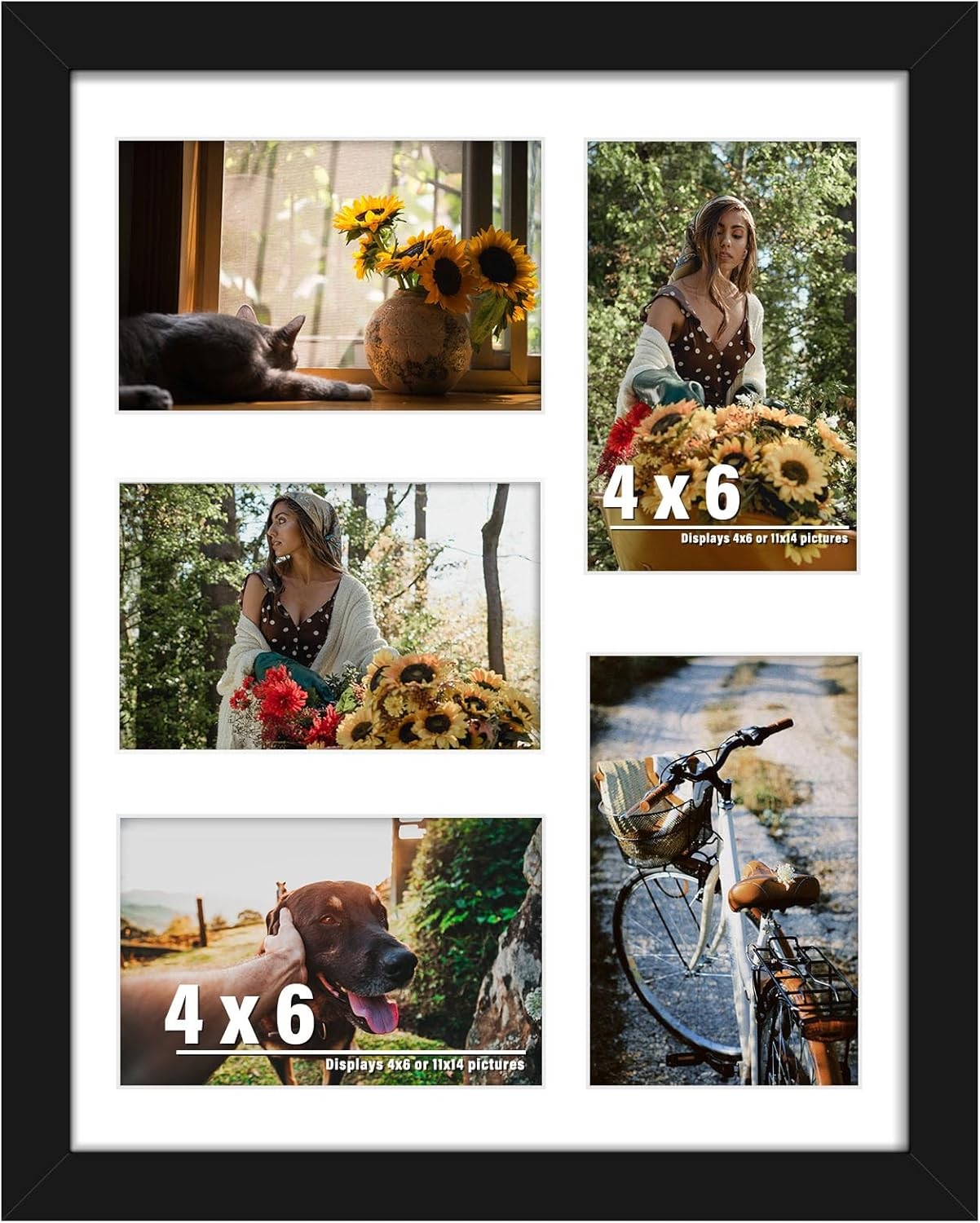 11×14 Collage Picture Frame, 4×6 Displays 11×14, Black
