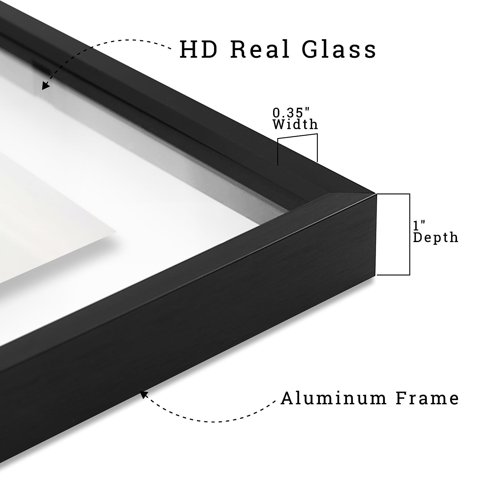 Frametory, Floating Picture Frame 5×7 – Black Aluminum Metal Photo 5×7,