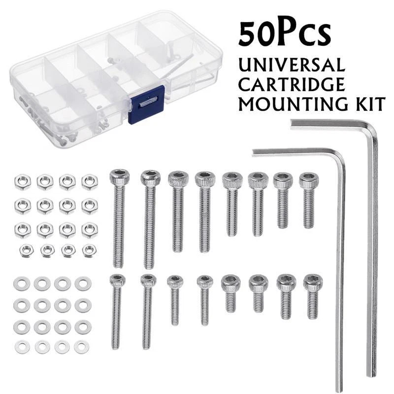 Turntable Headshell Cartridge Mounting Kit Stainless Steel Bolts Screws Nuts Set
