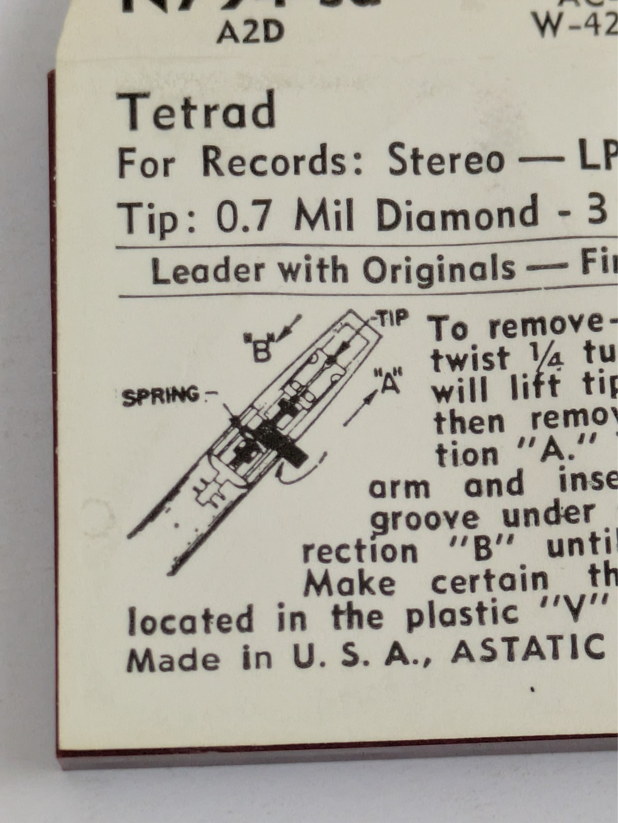 Astatic N794-sd Diamond Needle Tetrad-A2D 78 LP Red Stylus PS-133 AC-448DS 630SD