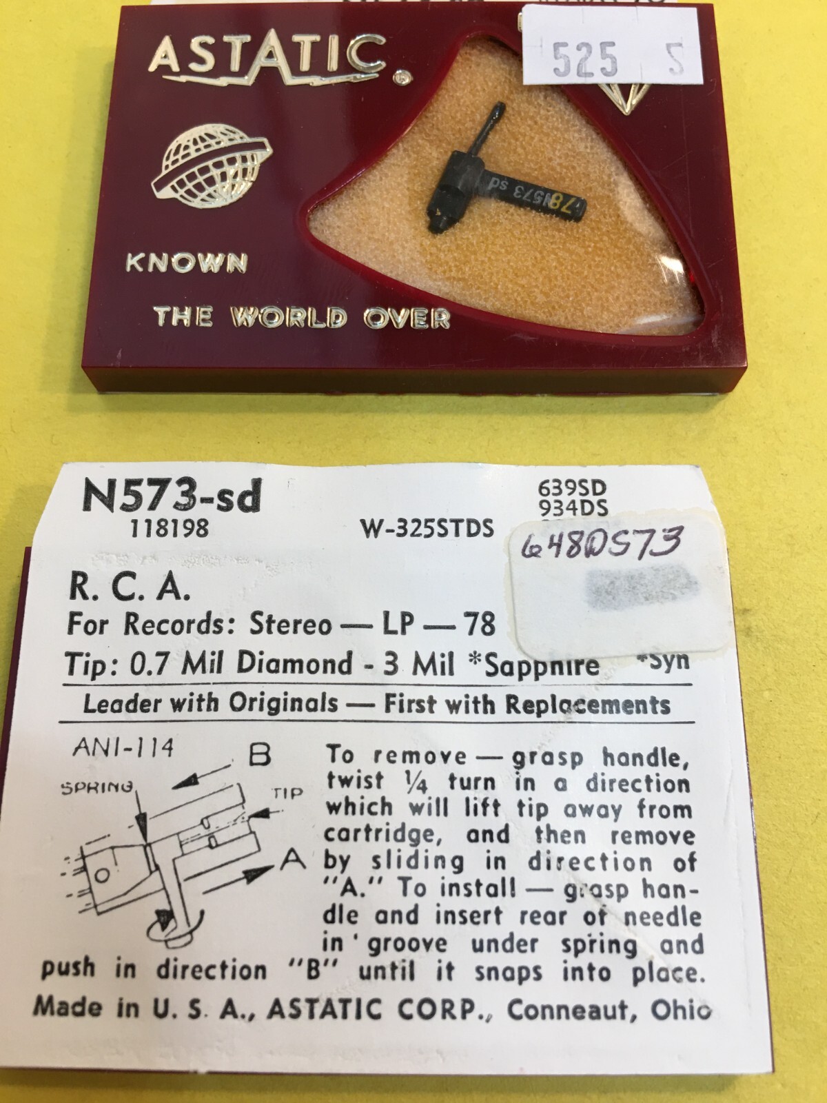 Original NOS ASTATIC Needle Stylus N573-SD For Various RCA – Lot of 2