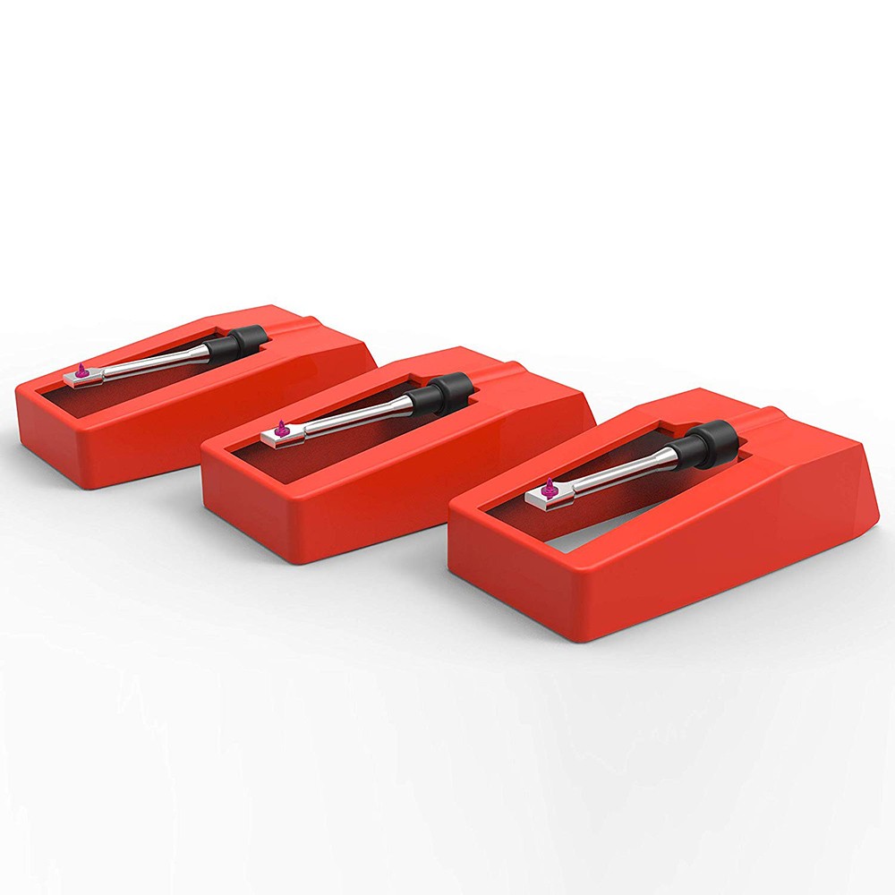 3Pcs Red Replace Diamond Stylus Record Player Needle For LP Turntable Phonograph