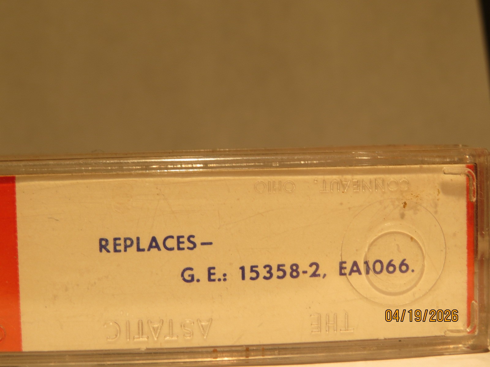 ASTATIC 142R NOS RECORD PLAYER NEEDLE/ CARTRIDGE