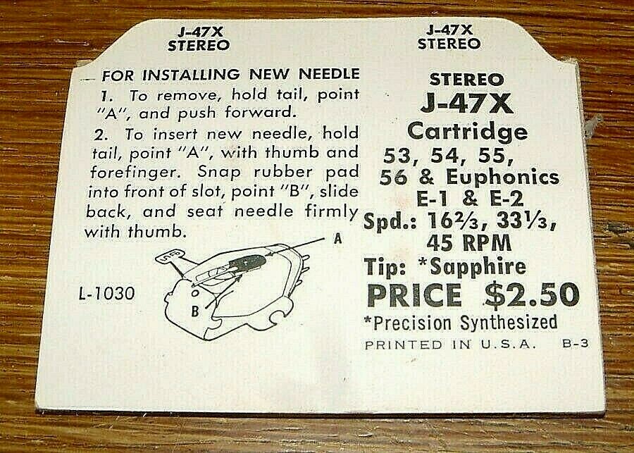 Phonograph Needle for Euphonics 180 E7 E1 E2 E3, J-47X N325-7s 2675 460-S7