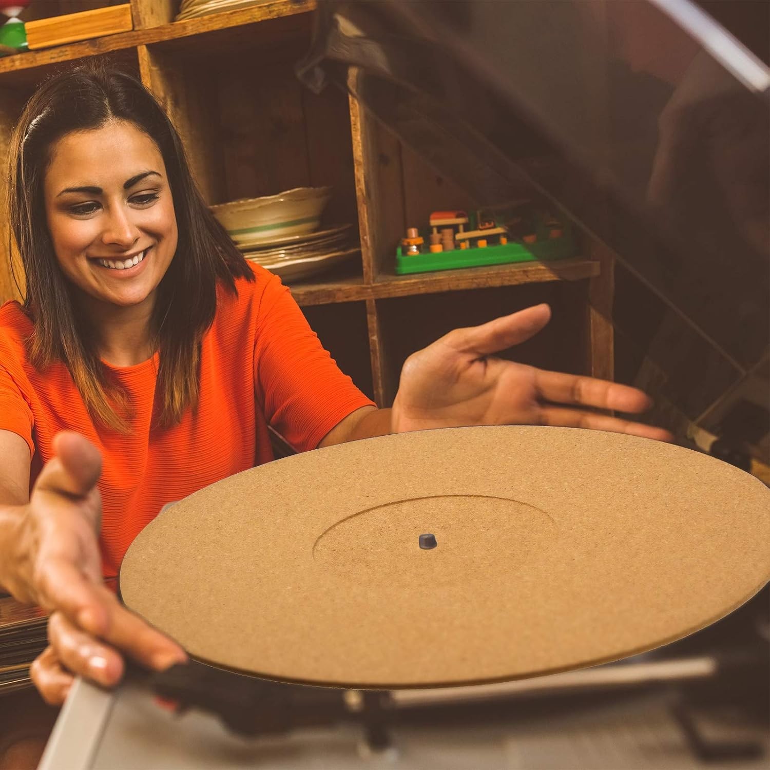 3 Pieces Cork Turntable Mats in 12 Inch x 3 mm Recessed Turntable Platter Cork