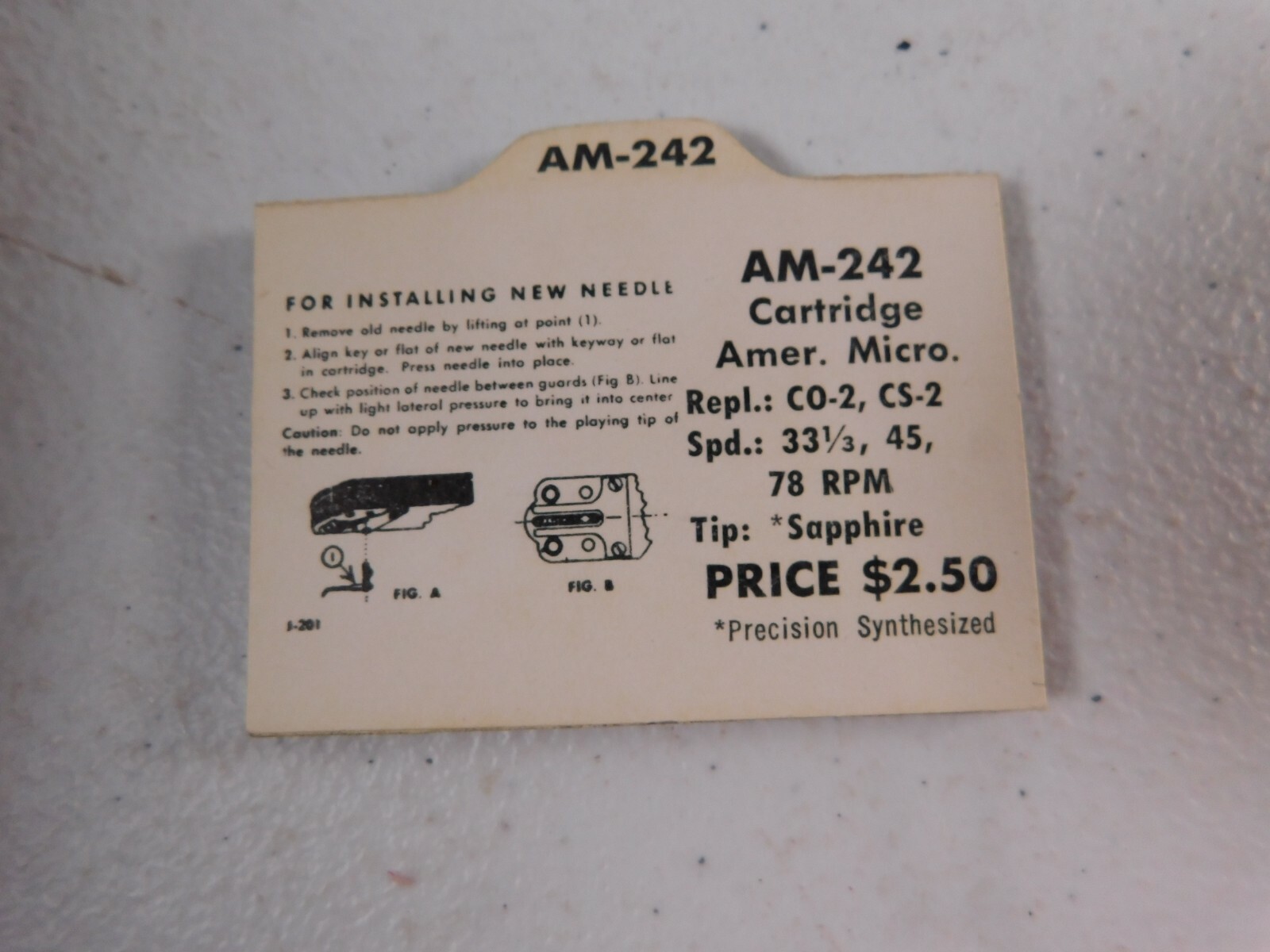 Vintage Record Player Needle Jensen AM-242 Replaces Amer. Mico. CO-2, CS-2