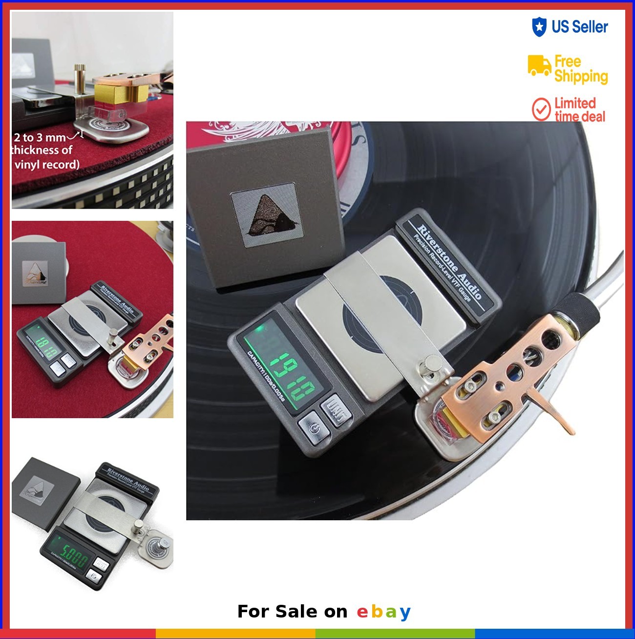 Digital Turntable Stylus Force Scale Gauge 0.005g Resolution for Tonearm VTF