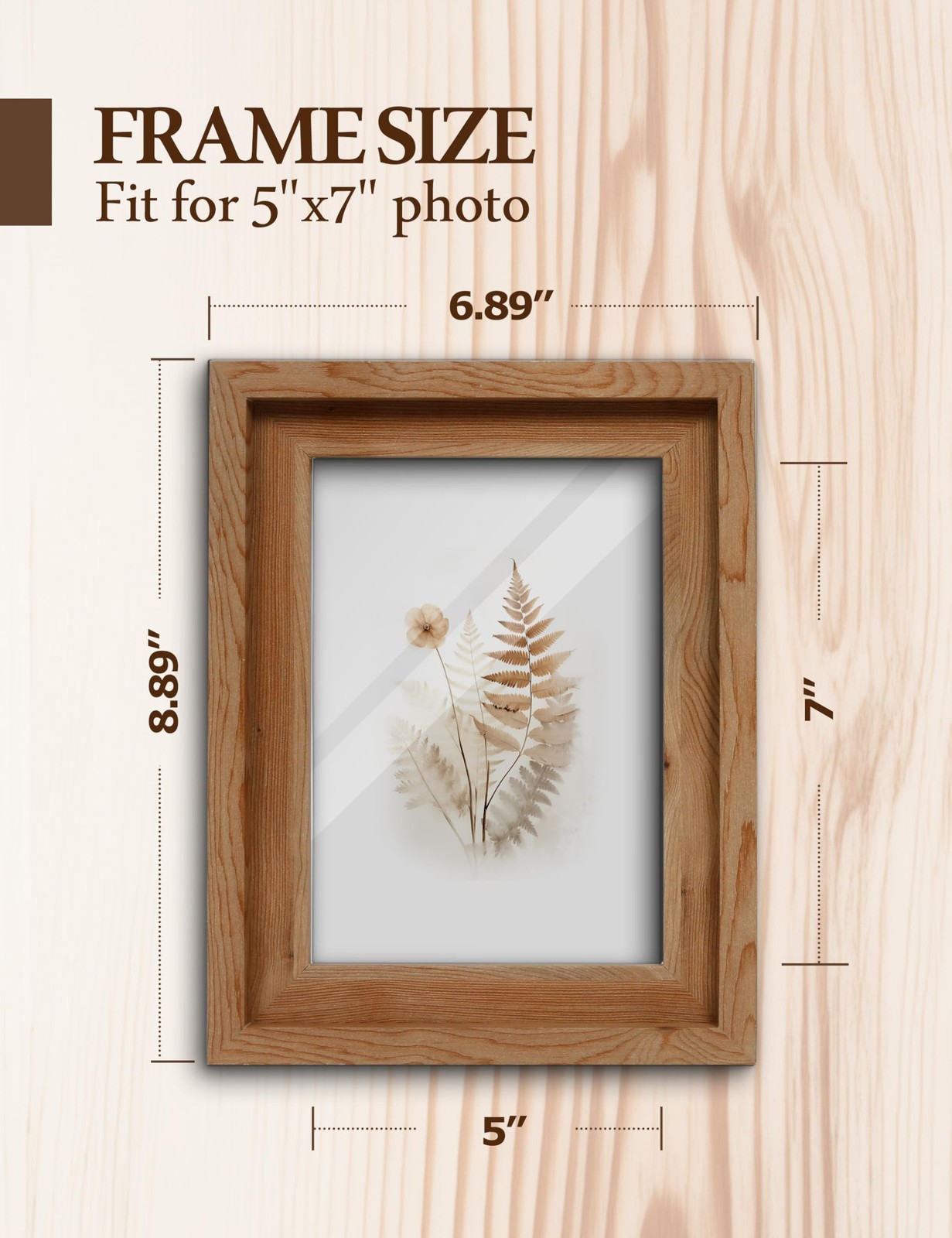 Sonefreiy 5×7 Picture Frame, Rustic Wood 5 x 7, Light Grain