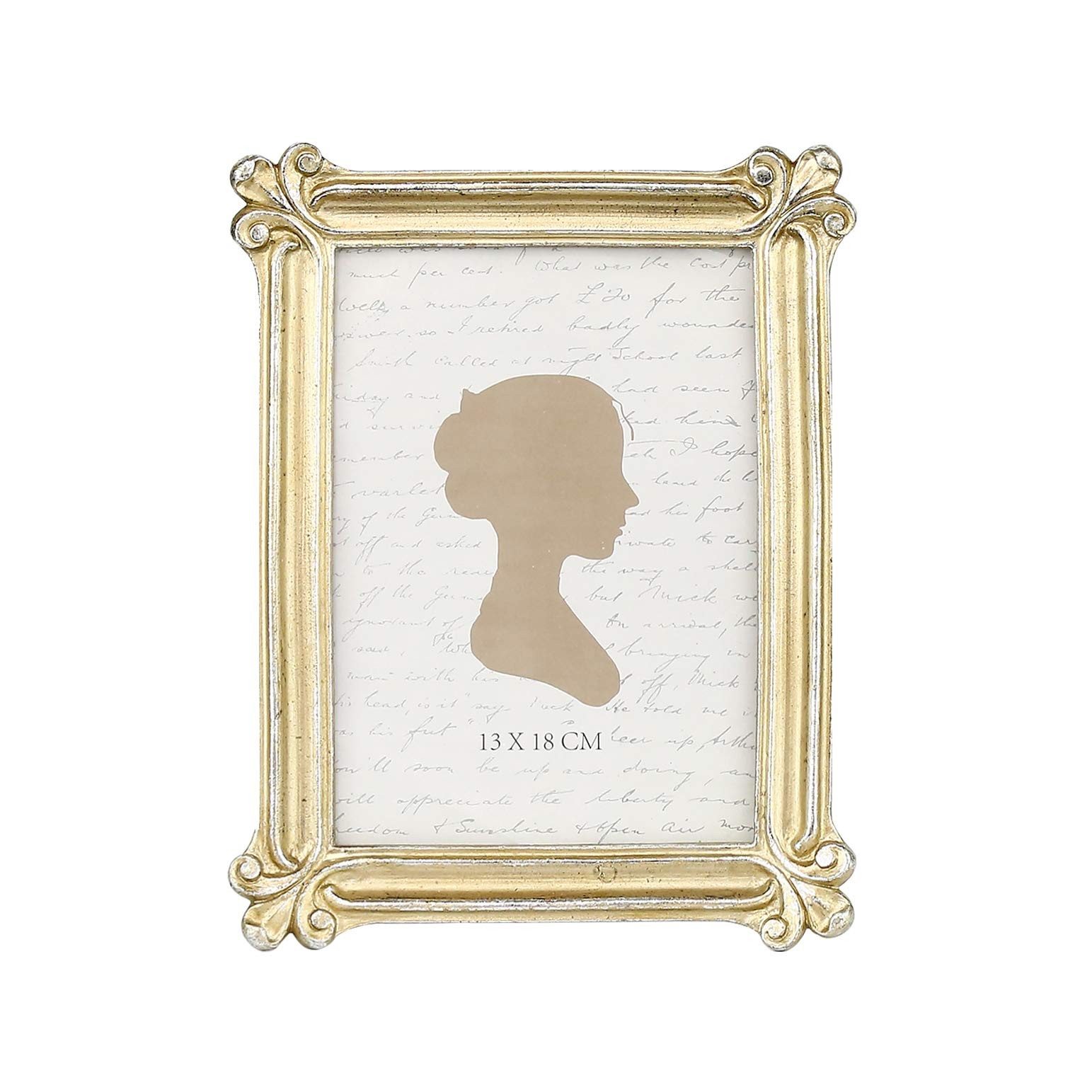 Sunlit Vintage Picture Frame 5×7 Inch, Luxury Antique 5×7, Slivery Light Gold