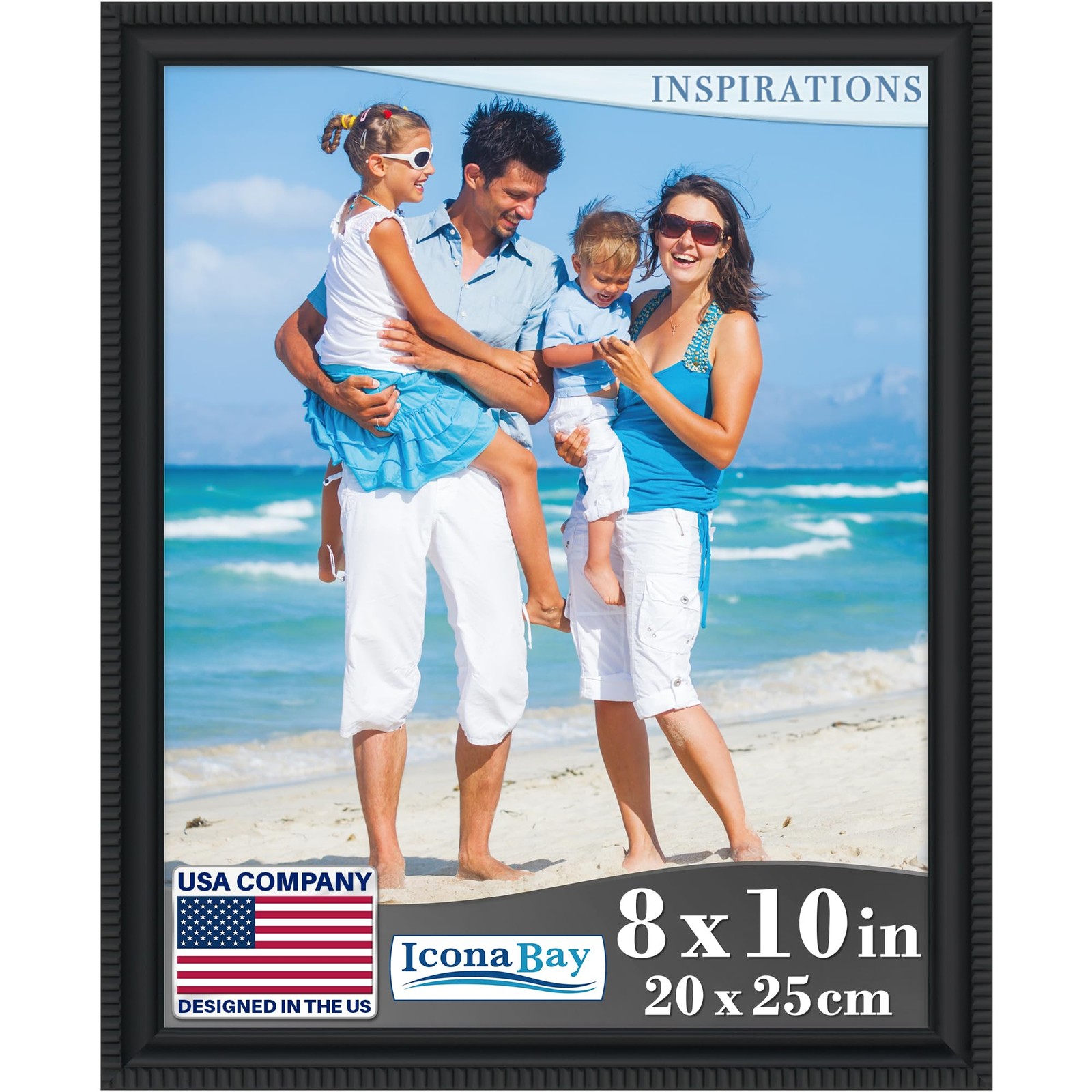 Icona Bay 8×10 Black Picture Frame Beautifully Detailed Molding, 8×10,